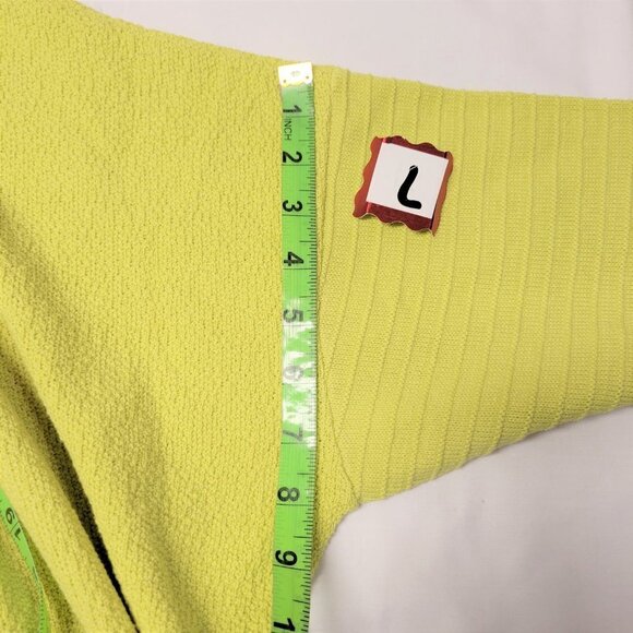 Cotton Cardigan Yellow Jacket Chartreuse Lime Green Sweater - Size L - NEW - Picture 12 of 16